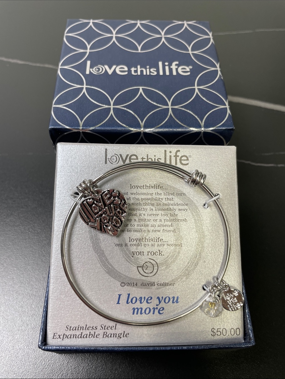 LOVE THIS LIFE STAINLESS EXPANDABLE BANGLE BRACELET FTL-09-110